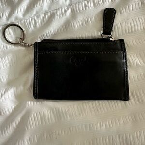 Black Leather Wallet with Keychain